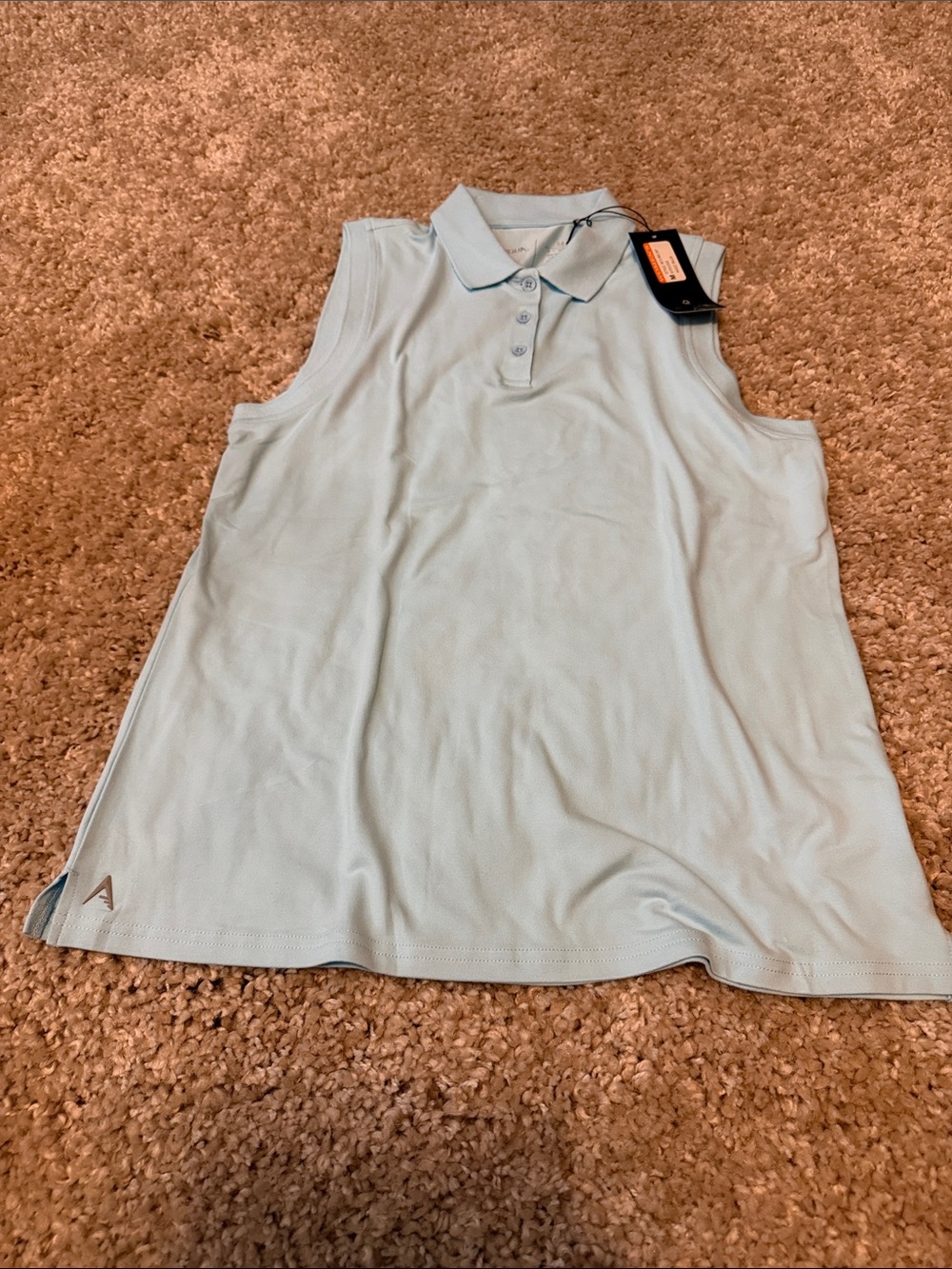 BNWT Women's Antiqua Robin's Egg Blue Super Soft Sleeveless Golf Polo Shirt M